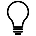 Incandescent light bulb simple black line icon symbol graphic isolated on white background. idea symbol. Royalty Free Stock Photo